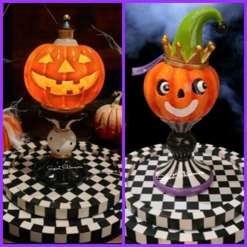 Mackenzie Style Jack Pumpkin Jestor Pedestal Light Halloween Figurine Decor New